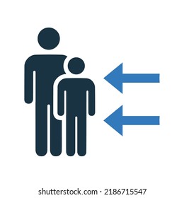 Icono de personas acompañadas, interminables. Diseño vectorial simple editable aislado en un fondo blanco.