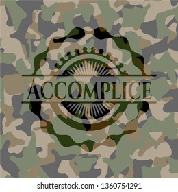 Accomplice on camouflaged pattern