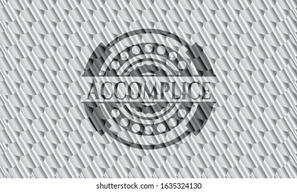 Accomplice silver badge. Scales pattern. Vector Illustration. Detailed.
