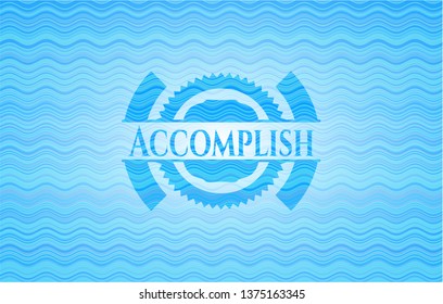 Accomplish sky blue water style badge.