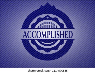 Accomplished badge with denim texture