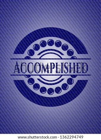 Accomplished badge with jean texture