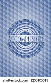 Accomplished blue polygonal badge.
