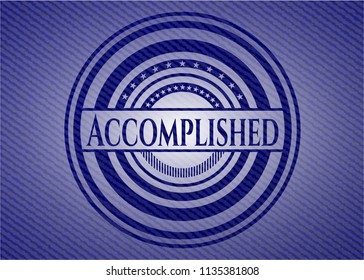 Accomplished emblem with denim texture