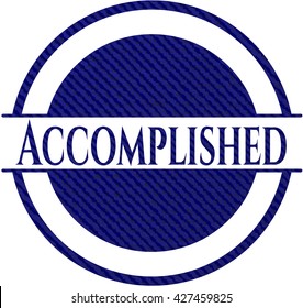 Accomplished emblem with denim texture