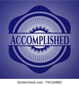 Accomplished emblem with jean background