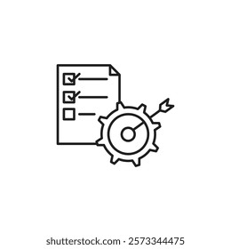 Accomplished goals and objectives icon Vector flat thin line illustration