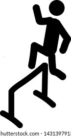 accomplished human icon vector on white background, runner over barrier icon