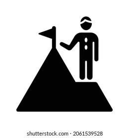 Accomplished, mission icon. Black vector graphics.