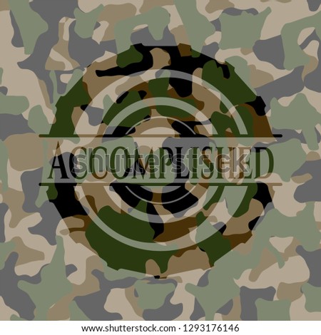 Accomplished on camouflage texture