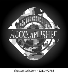 Accomplished on grey camouflage pattern