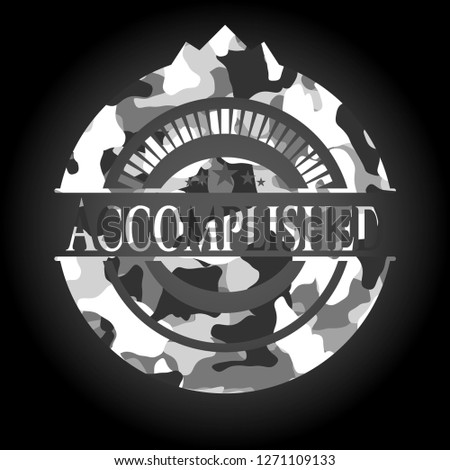 Accomplished on grey camouflaged pattern