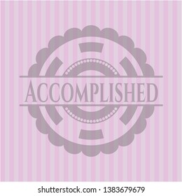 Accomplished realistic pink emblem. Vector Illustration. Detailed.