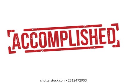 Accomplished Red Rubber grunge Stamp vector design.