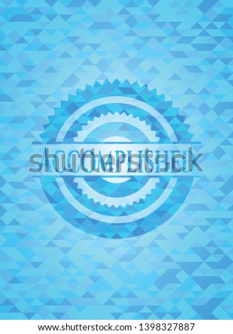 Accomplished sky blue emblem with triangle mosaic background