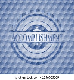 Accomplishment blue polygonal badge.
