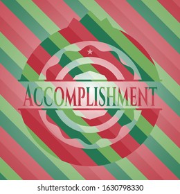 Accomplishment christmas colors style emblem. Vector Illustration. Detailed.