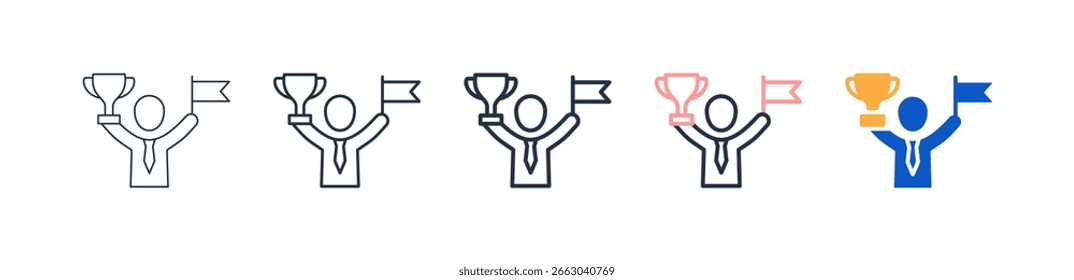 Logro de diferentes iconos de estilo conjunto de Ilustración vectorial.