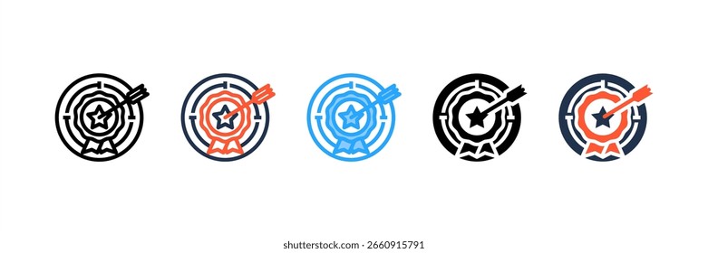 Ícone de realização definir coleção de vários estilos