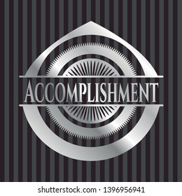 Accomplishment silver shiny emblem]. Vector Illustration. Mosaic.