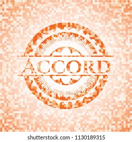 Accord abstract orange mosaic emblem
