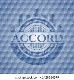 Accord blue hexagon emblem. Vector Illustration. Detailed.
