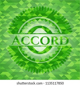 Accord green emblem with mosaic background