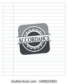 Accordance emblem with pencil effect. Vector Illustration. Detailed.