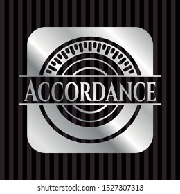 Accordance silver shiny emblem]. Vector Illustration. Mosaic.