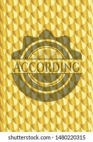 According gold badge. Scales pattern. Vector Illustration. Detailed.