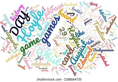 According to Hoyle Day 29 August Word Cloud In Vector Art Creative Colourful White Back Ground