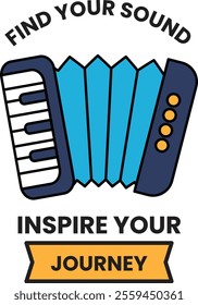 A accordion with a background that says find your sound