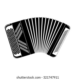 Accordion, black icon. Musical instrument