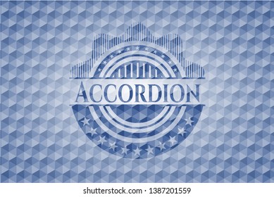 Accordion blue polygonal emblem. Vector Illustration. Detailed.
