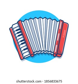 Accordion Classic music cartoon vector illustration. Music tool equipment concept. Flat cartoon style suitable for band, music, concert, artist