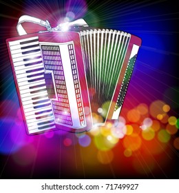 Accordion & color bokeh abstract light background