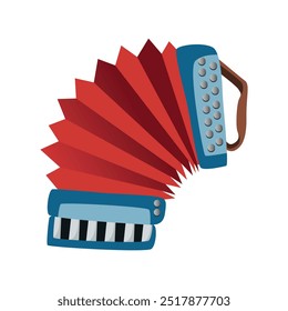 Accordion color vector icon on white background. Musical instrument for music festival, studio and entertainment. Oktoberfest symbol