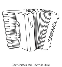 Accordion in doodle style. Musical instrument. Vector illustration.