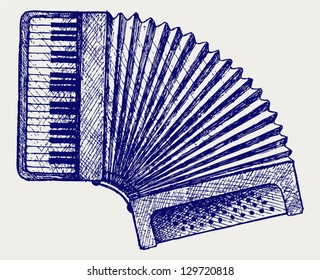 Accordion. Doodle Style. Vector EPS 8