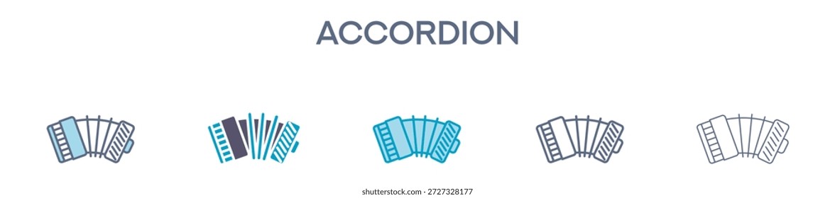 Akkordeon-Element für Design-Grafik - Multi-Stile. Vektorgrafik von zwei farbigen und schwarzen. Mehrere Icons Designs können für Mobile, UI, Web verwendet werden
