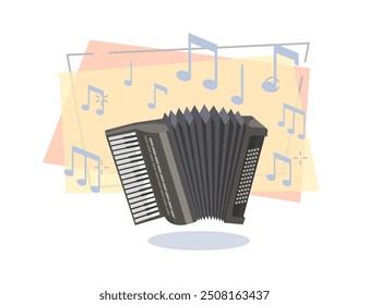 Accordion flat illustration. Folk instrument, concert, festival. Musical instruments concept. Vector illustration can be used for topics like ethnic music, traditional culture, art