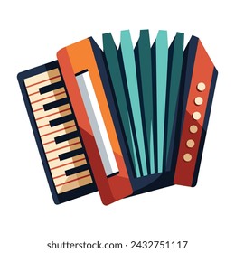 Accordion flat vector illustration on white background.