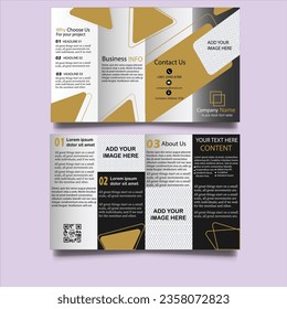 Accordion Fold Brochure, Eight Pages Four Panel Leaflet, Concertina Fold, Four Fold Brochure red Vector Template