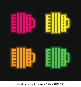 Accordion four color glowing neon vector icon