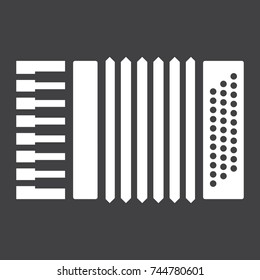 Accordion glyph icon, music and instrument, sound sign vector graphics, a solid pattern on a black background, eps 10.