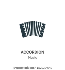 Accordion glyph icon vector on white background. Flat vector accordion icon symbol sign from modern music collection for mobile concept and web apps design.