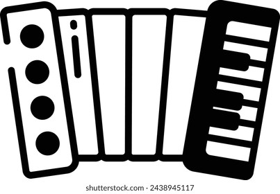 accordion glyph and line vector illustration