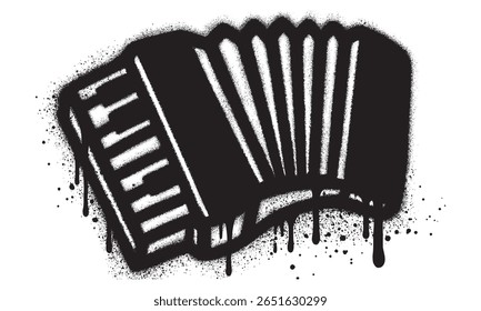 Accordion graffiti with black spray paint. vector illustration.