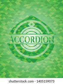 Accordion green mosaic emblem. Vector Illustration. Detailed.