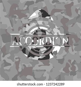 Accordion grey camouflaged emblem